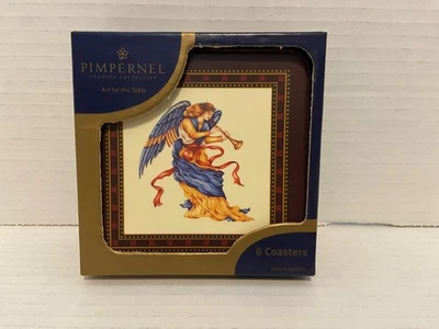 Christmas Pimpernel Angel Cork Coaster Set of 6 - Image 1 of 4