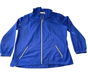 Zenergy by Chicos Women's Sz 2 US L Lightweight Windbreaker Blue Hooded Jacket - Picture 1 of 7