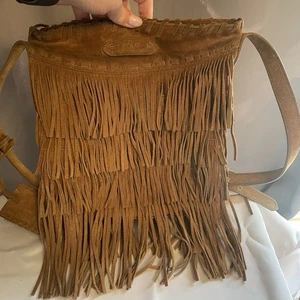 Polo Ralph Lauren Wildleder Leder Fransen Umhängetasche Handtasche Boho Western Braun - Bild 1 von 13