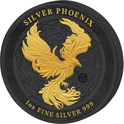Golden Enigma Phoenix Black Ruthenium 1 Oz Silver Coin Niue w/ COA - Image 1 of 4