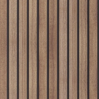 Wood Panel for Wall Paper Peel and Stick Wallpaper, Brown Striped Wood Slat C... - Image 1 of 4