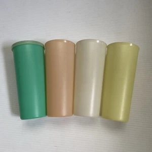 Vintage Tupperware 12 Oz Tumbler Cup #107 Set Of 4 + 1 Lid - Picture 1 of 8