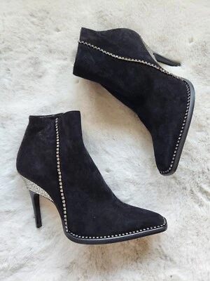 NUEVO SIN CAJA JIMMY CHOO Brecken 100 Botines de gamuza adornados con cristal Talla 35 Foto 1 de 4