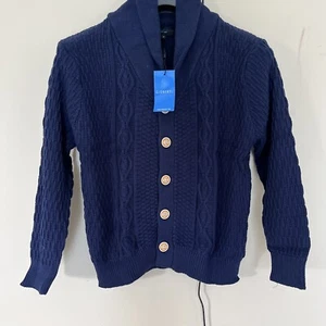 Gioberti Boy Knitted Shawl Collar Cardigan Sweater Navy Size12 - Picture 1 of 4