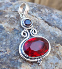 Solid 925 Sterling Silver Natural Garnet Wedding Thanksgiving Gift Jewelry V398