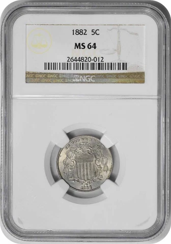 1882 Shield Nickel MS64 NGC Cover