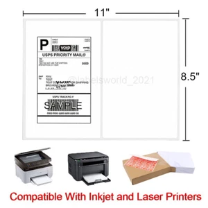 500-8000 Mailing Shipping Labels 8.5"x5.5" Round Corner Half Sheet Self Adhesive - Picture 1 of 6