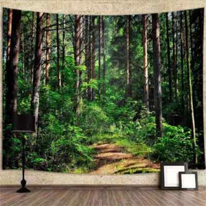 Grüne Pflanze Kiefernwald extra großer Wandteppich Wandhänge Hintergrundfotografie - Bild 1 von 7