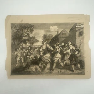 Antique 1800s Hudibras Vanquished By Trulla Engraving Print - Picture 1 of 4