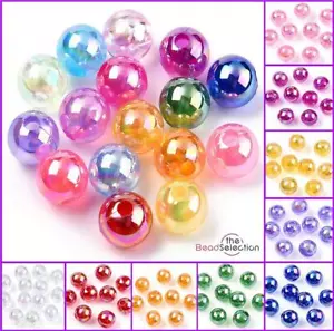 Clear'AB' Lustre Rainbow Pearl Beads 6mm 8mm 10m Round Colour Choice   - Picture 1 of 20