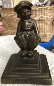 Antique Vintage Brass Frankfurt Bookend, Door Stop, Display Dutch Boy 5.75” - Picture 1 of 12