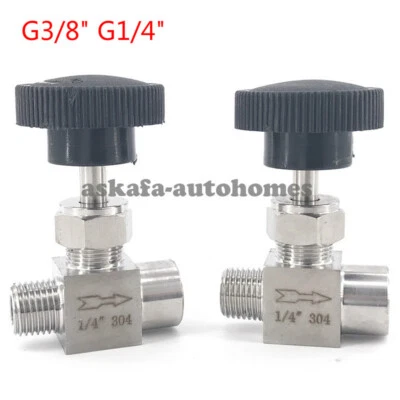 Needle valve Adjustable 1/4" 3/8" male to female thread stainless steel 304 - Image 1 of 4