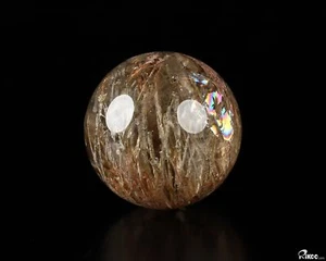 Bola/esfera de cristal/cristal de roca de cuarzo rutilado de 1,4" piedra preciosa tallada a mano - Imagen 1 de 7