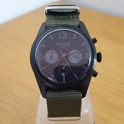 Mens Military Black Stealth Panda Style Kahuna KCS-0010G 50m w/r Chrono Watch - Image 1 of 4