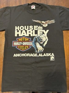 Vintage Harley Davidson Anchorage Alaska House Of Harley Herren Gr. S 34/36 - Bild 1 von 4