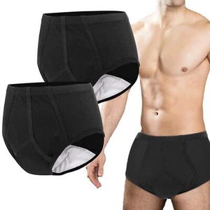 Incontinence Underwear for Men 2 Pack Washable Urinary Briefs with Front Abso... - Picture 1 of 7