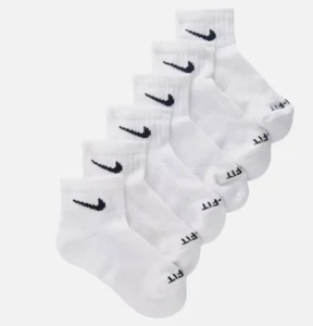 Nike Dri-FIT Ankle Quarter Socks XS White 5–7 Youth 10C–3Y – 2 Pairs New Little - Picture 1 of 3