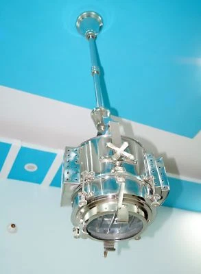 Lampadario industriale nautico cucina luce acciaio grande sospensione arredam... - Immagine 1 di 4