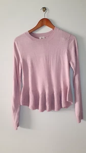 H&M Label BNWT Women Dusty Pink Frilled Hemline Knit Blouse Top Size EU S - Picture 1 of 7