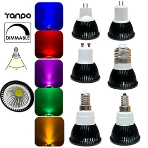 Dimmable 9W LED COB Spotlight Bulb GU10 MR16 E27 E14 220V 12V 24V Black Lamp RI - Picture 1 of 17
