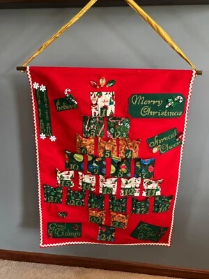 Handmade Hanging Holiday Advent Calendar with pockets - Image 1 of 4