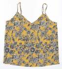 Studio Womens Yellow Floral Polyester Basic Tank Size 12 V-Neck