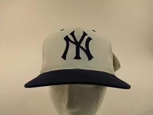 Vtg New York Yankees Hat Cap Snapback Beige 80s 90s Drew Pearson MLB Baseball - Picture 1 of 10