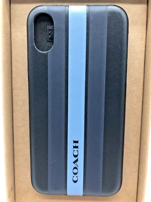 Genuine Coach iPhone Case Model  X XS Navy Blue Black Leather Cover F77935 Phone - Image 1 of 4