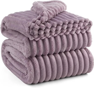 GentleSoft Light Purple Fleece Blanket for Couch - Cozy Soft Blankets for Women - Image 1 of 4