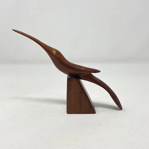 Vintage Mid Century Modern Teak Holz Kolibri Skulptur Danish Art Decor - Bild 1 von 12
