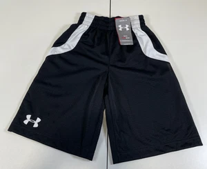 NWT Under Armour HeatGear Boys Basketball Shorts Black White Youth Small - Picture 1 of 9