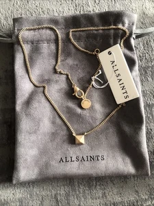 AllSaints Stud Pendant Necklace Gold Tone - Picture 1 of 4
