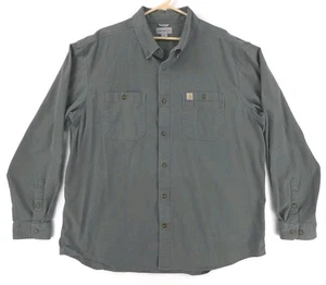 Carhartt Relaxed Fit Grau Button Down Langarm Hemd Workwear Herren Größe 2XL - Bild 1 von 20