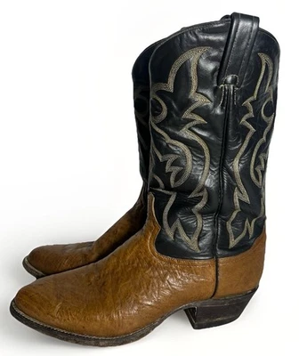 Botas Vintage Tony Lama 2 Tonos Hombre’s 12D Negro y Marrón Western Foto 1 de 4