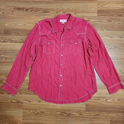 Ryan Michael Shirt Mens XL Red Silk Blend Long Sleeve Western Snap Cowboy Rodeo - Image 1 of 4