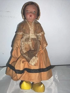Vintage Kimport Puppe hergestellt Belgien 8 1/2 Zoll Stoffbezug Körper Arme Beine schwer zu finden - Bild 1 von 21