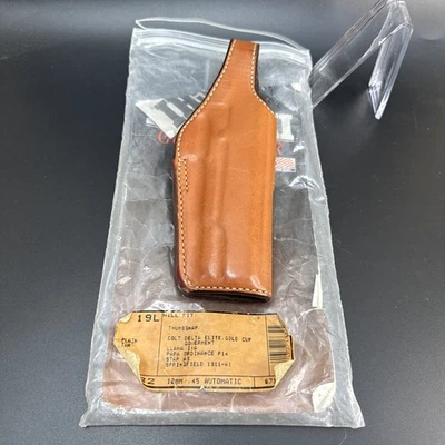 Bianchi 19L Thumbsnap OWB Holster Fits Ruger SR1911, Tan Leather, RH #17632 - Image 1 of 4