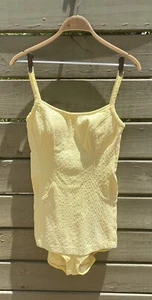 60s Jantzen Swimsuit Yellow Built In Bra Vintage SZ 14 USA - Picture 1 of 17