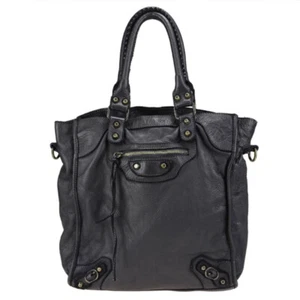 Sac Cuir Tressè Femmes Lavé VintageTissè Tressèe Italien Italie Lisbet Noir - Picture 1 of 4