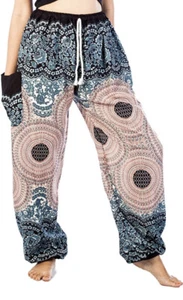 Lofbaz - Women's Drawstring Rose  Floral Aladdin Bohemian Harem Pants - Size S - Bild 1 von 3