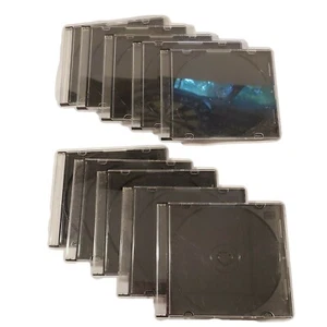 Lot of 10 Used, Slim Hard-Plastic, Clean, Empty, Black CD Jewel Cases Like New - Picture 1 of 6