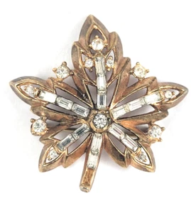 Spilla ciondolo foglia strass corona Alfred Philippe Trifari firmata - Foto 1 di 7