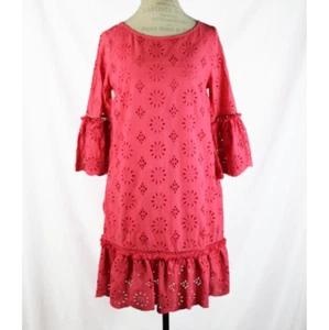 Anthropologie Eyelet Floral Embroidered Red Dress - Picture 1 of 9