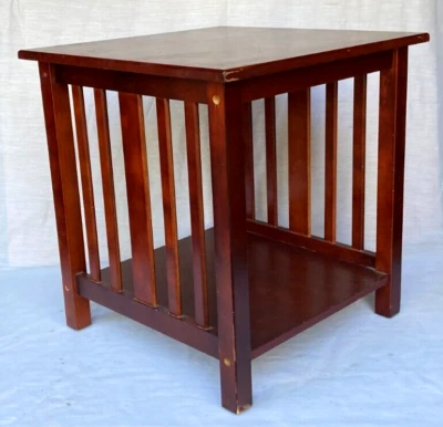 Vintage Arts and Crafts Mission Style Solid Wood Square End Side Table - Nice! - Image 1 of 4