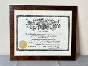 Vintage 1981 SUPREME COURT OF CALIFORNIA ATTORNEY CERTIFICATE WALL PERMA PLAQUE - Picture 1 of 4