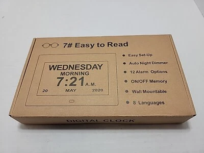 7# Orange Color Easy To Read Digital Clock Auto Night Dimmer 12 Alarms Memory - Image 1 of 2