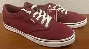 Vans Atwood Low Sneakers Women's Size 5 Canvas Burgundy White Lace Up - New - Picture 1 of 7