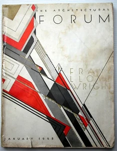 THE ARCHITECTURAL FORUM Jan 1948 Frank Lloyd Wright commercial residential plans - Picture 1 of 10