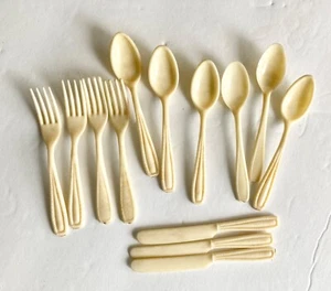 Vintage Toy Play Pretend Flatware Plastic 13 Piece Set Made USA - Picture 1 of 3