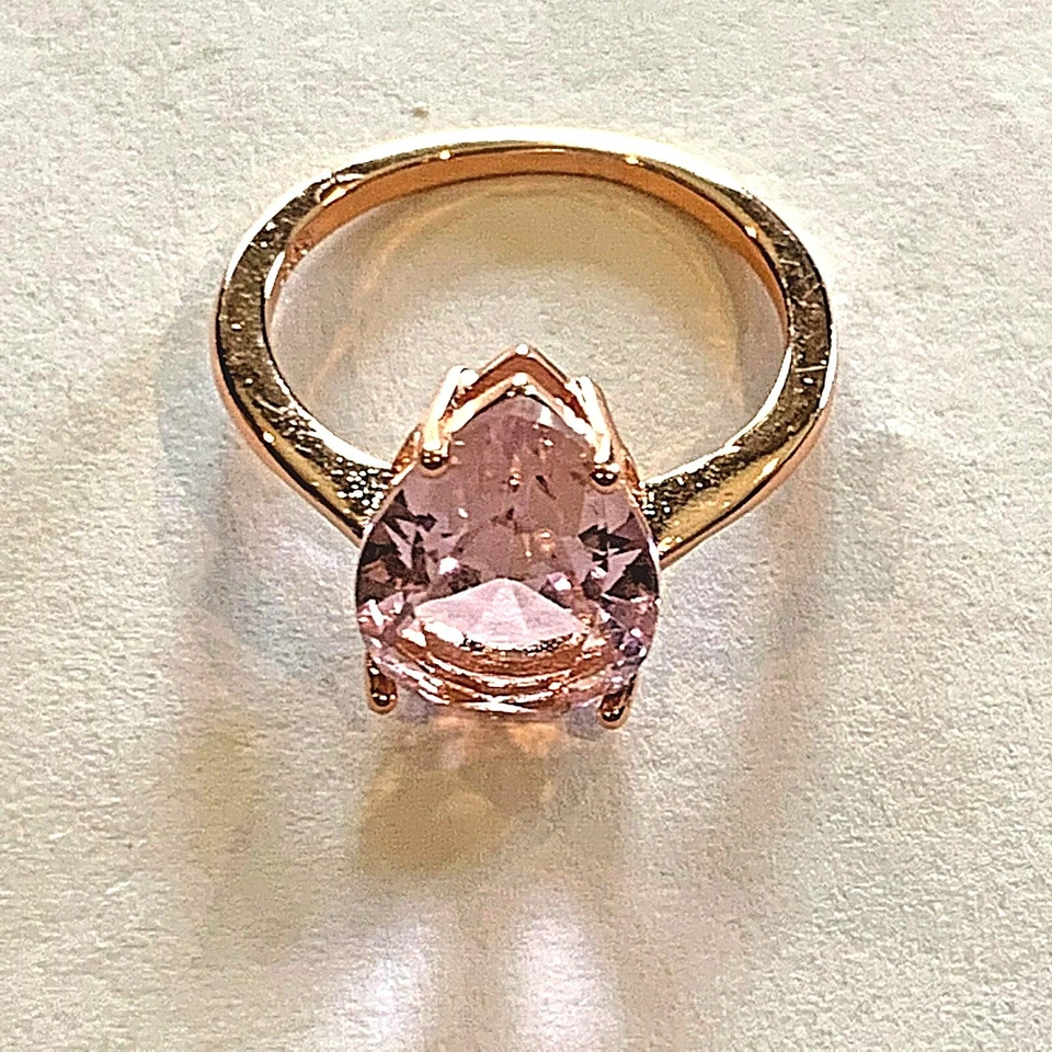 Anillo grande facetado de zafiro rosa talla 7 3/4 piedras preciosas relleno de oro rosa Foto 1 de 4